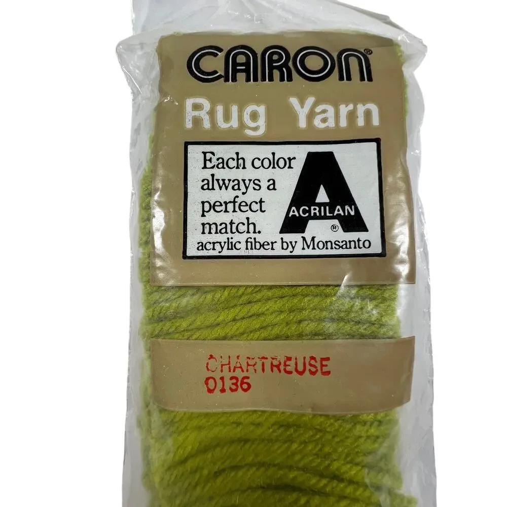 CARON Rug Yarn Lot 20 Chartreuse 0136 Acrylic Acrilan Latch Hook 320 Pieces NEW